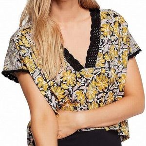 Free People Womens Leilani Floral Crochet Blouse